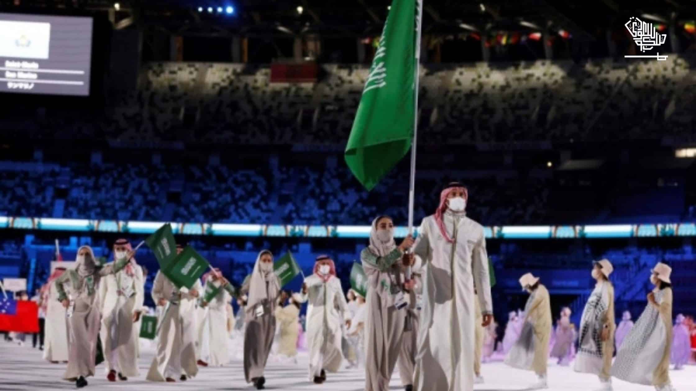 The Games begin! Tokyo 2020 kicks off with Alireza and Al-Dabbagh carrying the Saudi flag at the Olympics opening ceremony.
